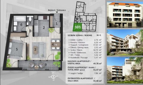Eladó Lakás 1043 Budapest 4. kerület Újpesten, a Szent István térnél, 23 lakásos társasházban, 2025. decemberi átadással!