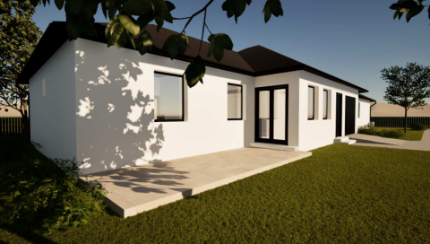 Eladó Ház 2314 Halásztelek , Ikerház hátsó lakása, nappali, 4 háló, garázs