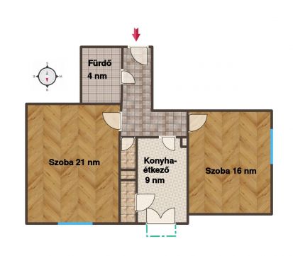 Eladó Lakás 1035 Budapest 3. kerület 58 nm-es 2 szobás tégla lakás a Flórián tér szomszédságában