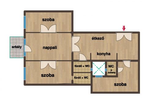 Eladó Lakás 1053 Budapest 5. kerület Asztoriánál, 4 szobás, erkélyes, magas emeleti!