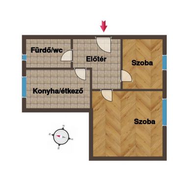 Eladó Lakás 7621 Pécs 'Kétszobás-földszinti lakás a Történelmi Belvárosban'